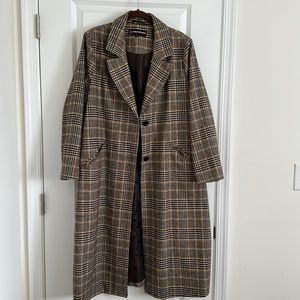 Plaid light wool blend coat